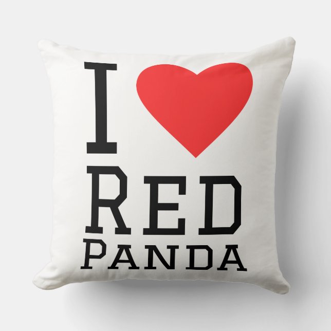 Almofada Eu amo panda vermelho (Frente)