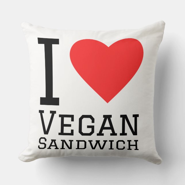 Almofada Eu amo sanduíche vegano (Frente)