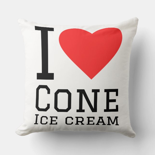 Almofada Eu amo sorvete de cone (Frente)