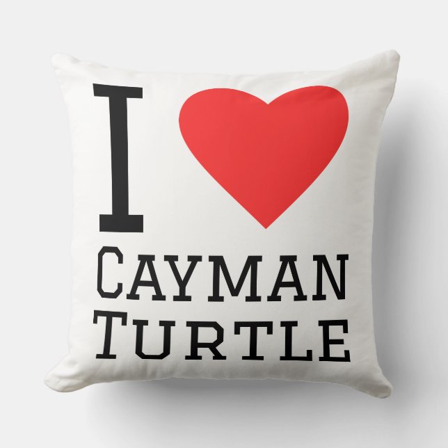 Almofada Eu amo tartaruga das Ilhas Cayman (Frente)