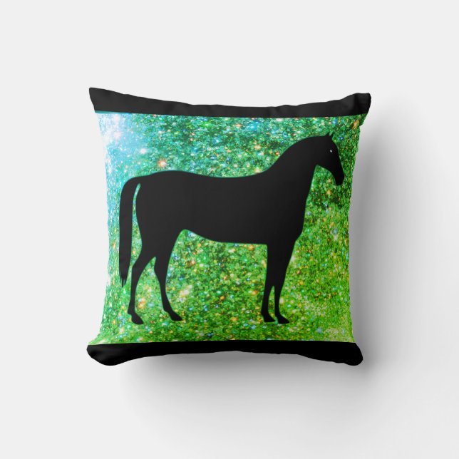Almofada Eu Amo Travesseiro decorativo de Cavalos Verdes (Frente)