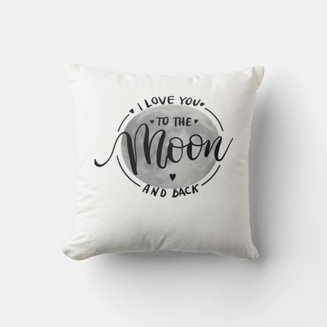 Almofada Eu Amo Você Até a Lua e de Volta Elegante e Sentid (Frente)