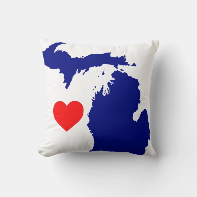 Almofada Eu coração o estado do lago excelente de Michigan (Frente)