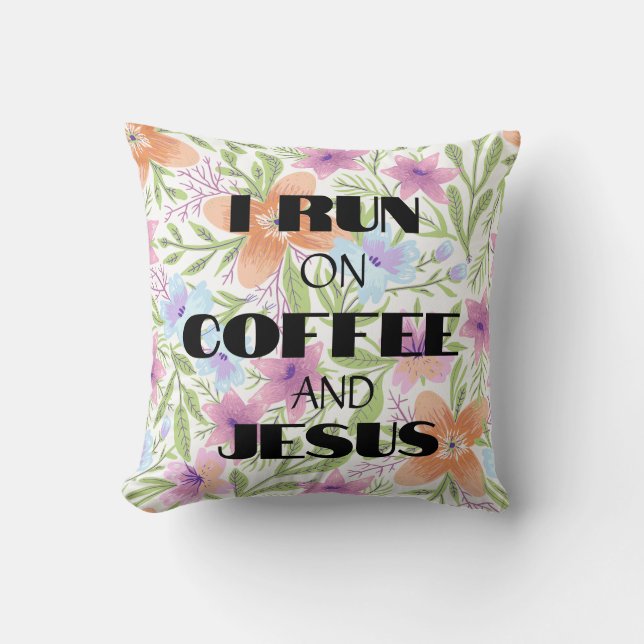 ALMOFADA EU CORRO NO CAFÉ E NO JESUS (Frente)