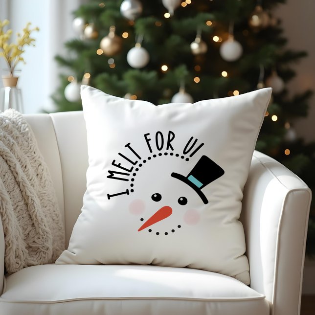 Almofada Eu derreti para você | Feliz Natal para o Homem de (I melt for You | Frosty Jolly Snow Man Christmas Throw Pillow)
