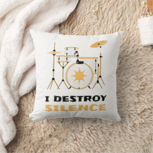 Almofada Eu Destruo Silence Funny Drummer