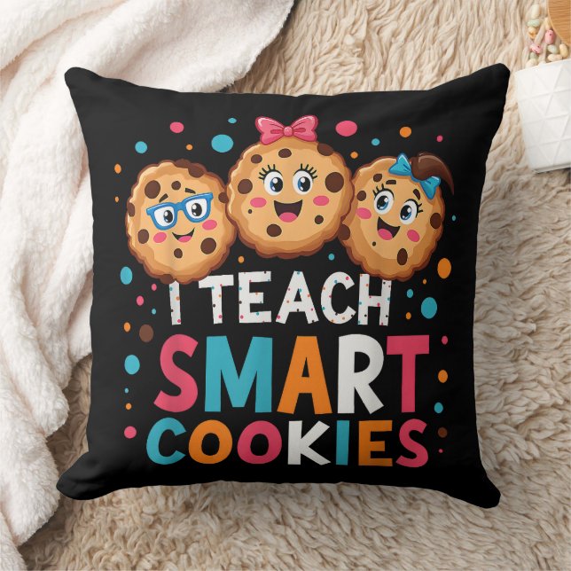 Almofada Eu Ensino Cookies Inteligentes Professor de Volta  (Cobertor)