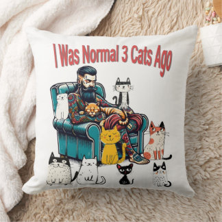 Almofada Eu Era Normal 3 Gatos Ago Travesseiro - Gato Engra