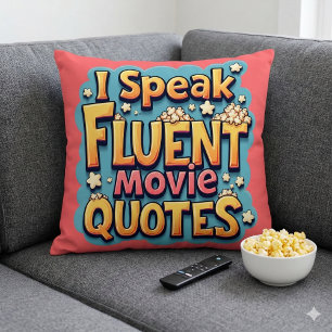 Almofada Eu Falo "Fluent Movie" Citações "Retro-Pop Art"