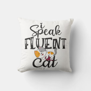 Almofada Eu falo fluentemente gato humoroso adorável gatinh