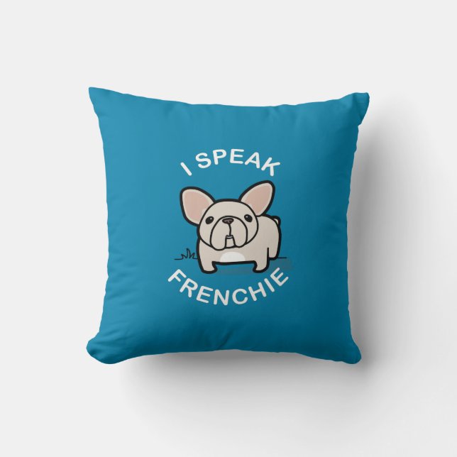 Almofada Eu falo Frenchie - azul (Frente)