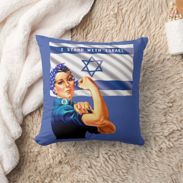 Almofada Eu fico com Israel Vintage Rosie & Flag (Cobertor)