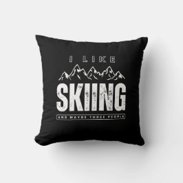 Almofada Eu gosto de esquiar e talvez três pessoas de esqui