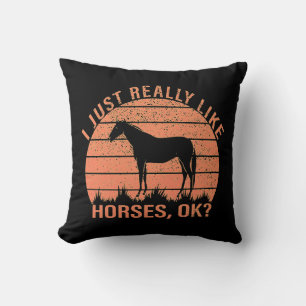 Almofada Eu gosto muito de cavalos em Orange Tangerine 