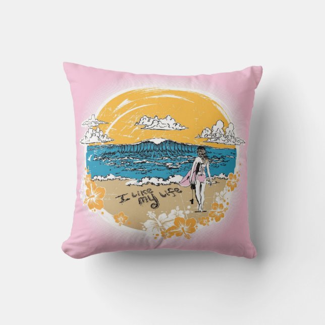 Almofada "Eu gosto travesseiro da menina da praia da MINHA (Frente)