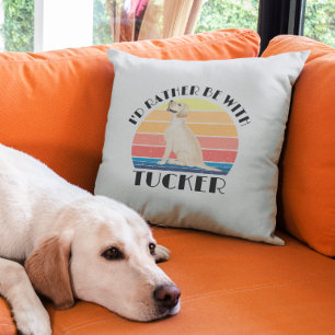 Almofada Eu preferiria estar com o nome da raça Labrador