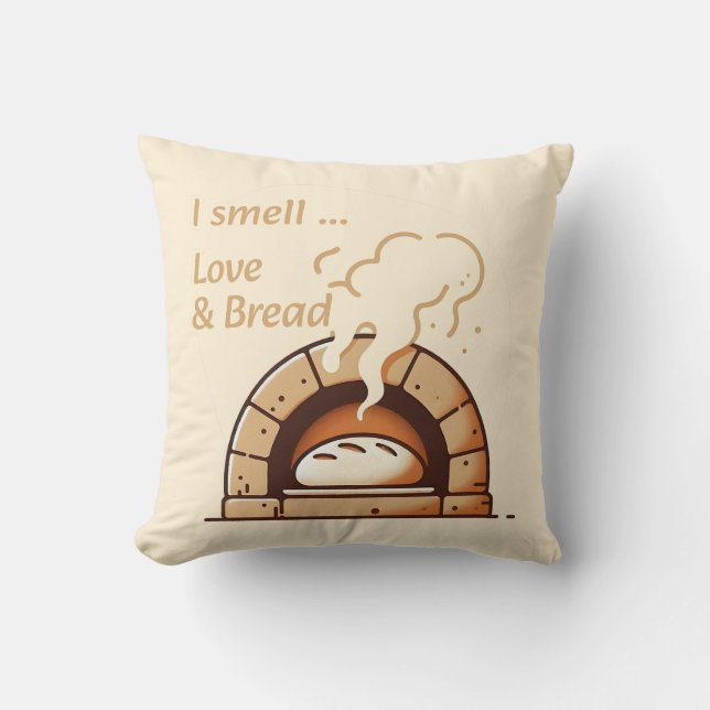 Almofada Eu sinto o cheiro de Amor & Pão (Frente)