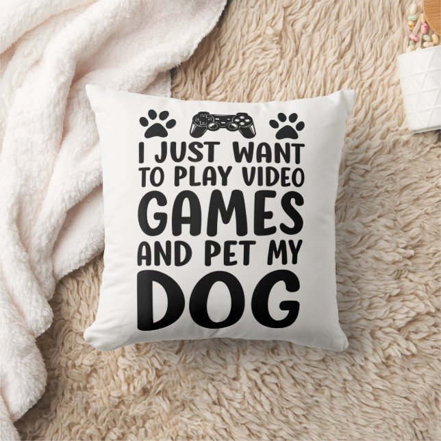Almofada Eu Só Quero Tocar Videos games E Fazer Meu Cachorr (Cobertor)
