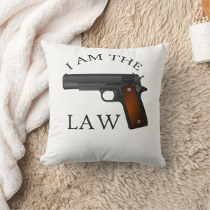 Almofada Eu sou a lei com uma arma de mão