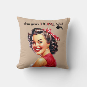 Almofada Eu sou a sua garota de casa. Imobiliária, Retro Ar