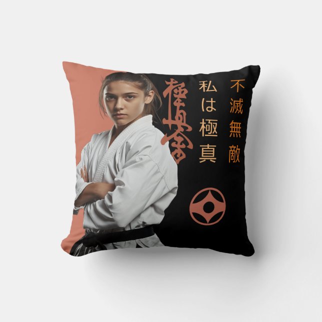 Almofada Eu sou Kyokushin - Inquebrantável, Imparável, Cara (Frente)