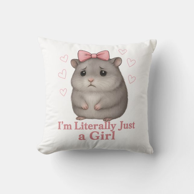 Almofada Eu Sou Literalmente Só uma Garota Hamster Triste E (Frente)