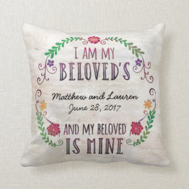 Almofada Eu sou minha aguarela Beloved, Wedding da data