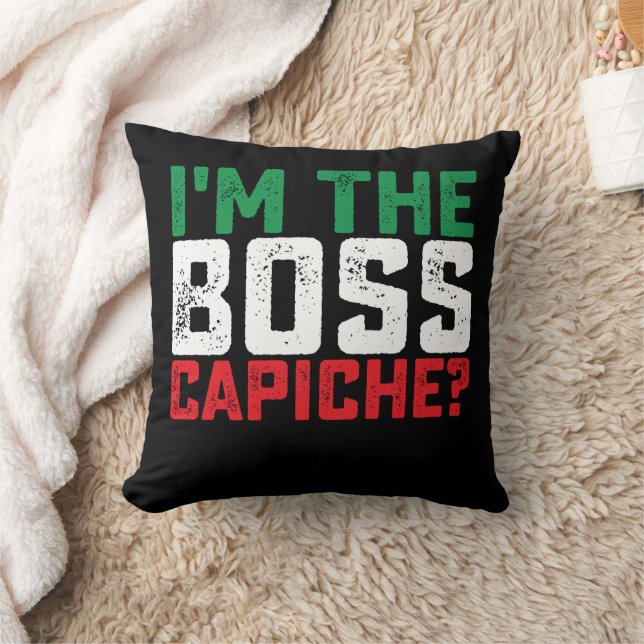 Almofada Eu Sou o Chefe Capiche Divertido Italiano (Cobertor)