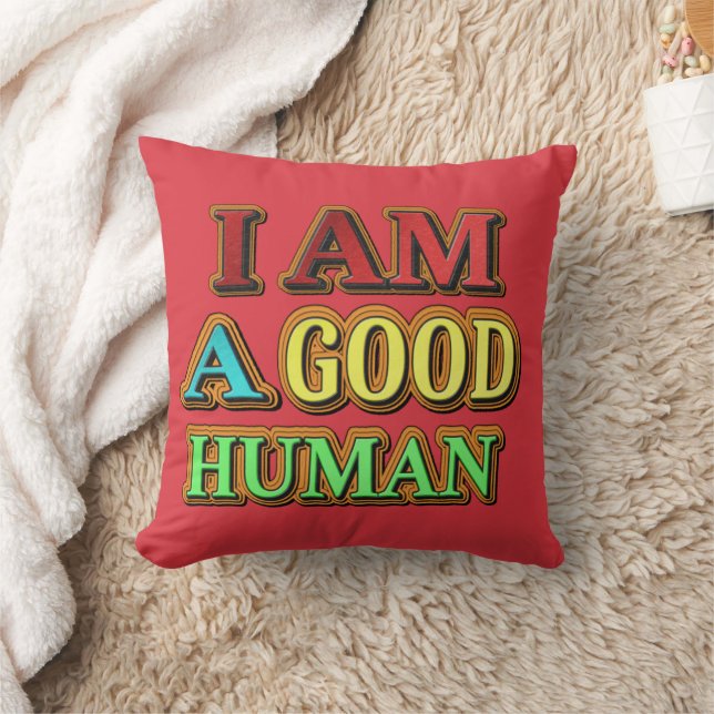 Almofada "Eu Sou Um Bom Humano" Design Bonito. Compre agora (Cobertor)