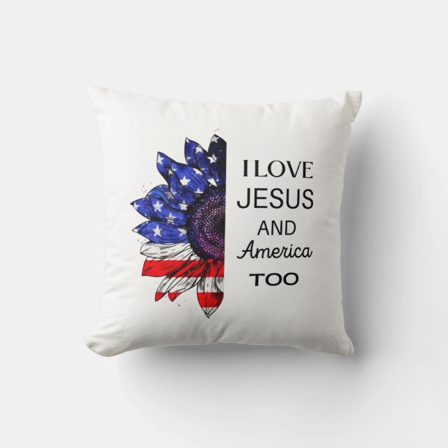 Almofada Eu também amo Jesus e América (Frente)