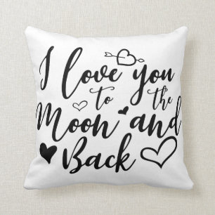 Almofada Eu te amo à lua e ao travesseiro decorativo