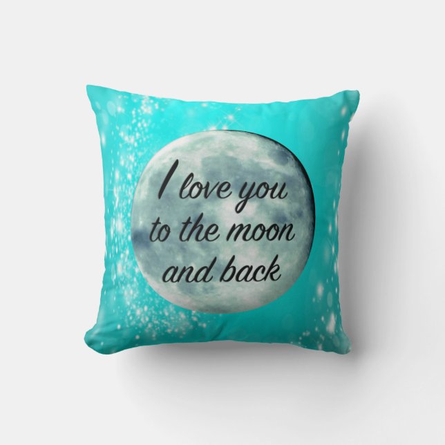 Almofada Eu te amo ao Aqua doce das citações da lua e da (Frente)