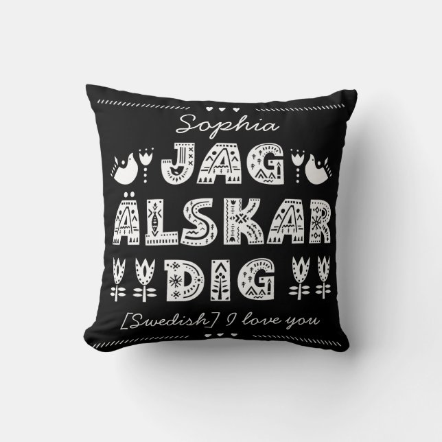 Almofada Eu te amo em sueco - Jag älskar dig (Frente)