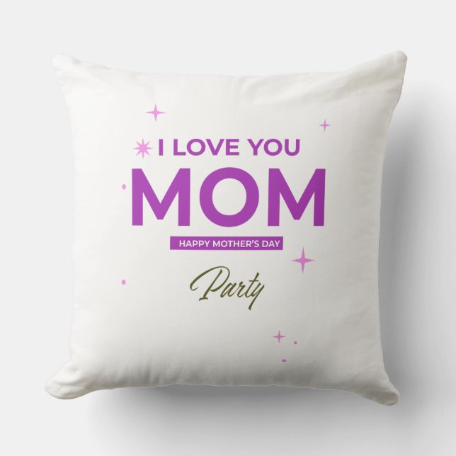 Almofada Eu Te Amo Mãe - Camiseta Feliz Dia das Mães  (Frente)