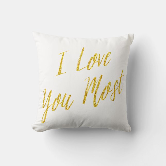 Almofada Eu Te Amo Mais, Citando O Dourado Faux Glitter Met (Frente)