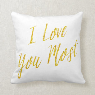 Almofada Eu Te Amo Mais, Citando O Dourado Faux Glitter Met