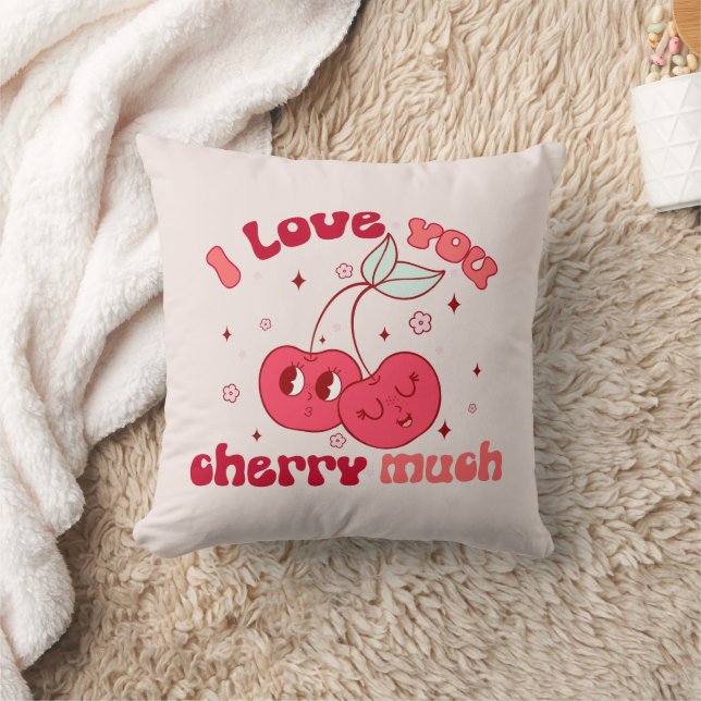 Almofada Eu Te Amo Muito | Cute & Punny Cherry (Cobertor)