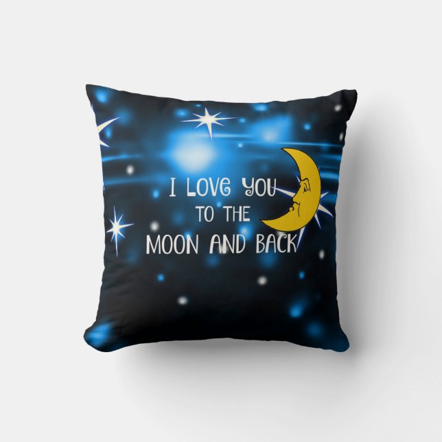 Almofada Eu te amo na lua e de volta, cara na lua (Frente)