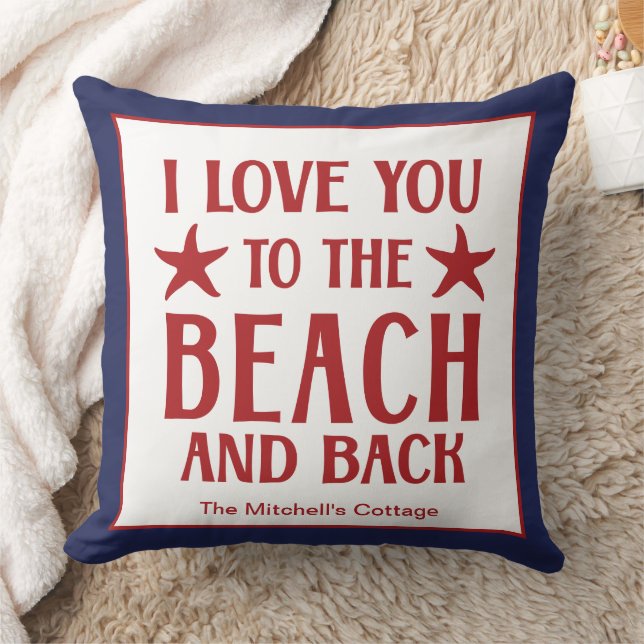 Almofada Eu te amo na praia e no verão costeiro (Cobertor)