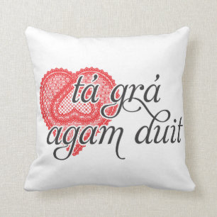 Almofada Eu te amo no irlandês - duit do agam do grá do t