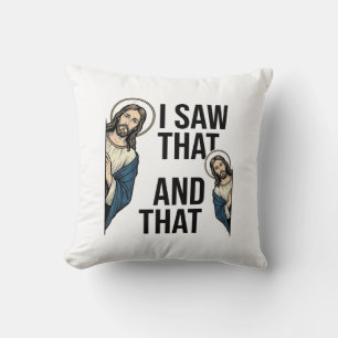 Almofada Eu Vi Aquele Jesus Engraçado Espiando Design de Ca