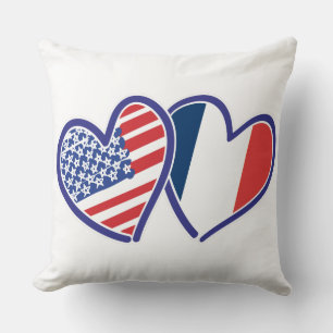Almofada EUA e corações do amor de France