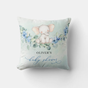 Almofada Eucalipto floral azul-elefante de cor-d-água de te