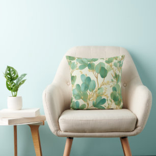 Almofada Eucalyptus deixa Design verde e Dourado
