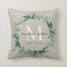 Almofada Eucalyptus Wreath Monogramas Keepsae Casamento