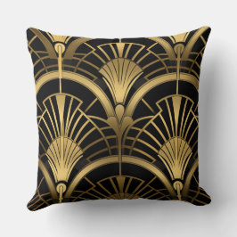 Almofada Éventails Gatsby - Noir et Or Art Déco