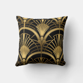Almofada Éventails Gatsby - Noir et Or Art Déco