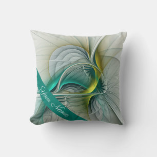Almofada Evolução Fractal, Nome do Abstrato Turquesa do O