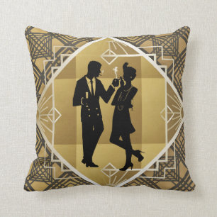 Almofada Excelente Art Deco Casal Gatsby Black Dourado Flap
