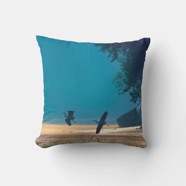 Almofada Excelente Azul Herões Tomam Voo - Teal (Frente)